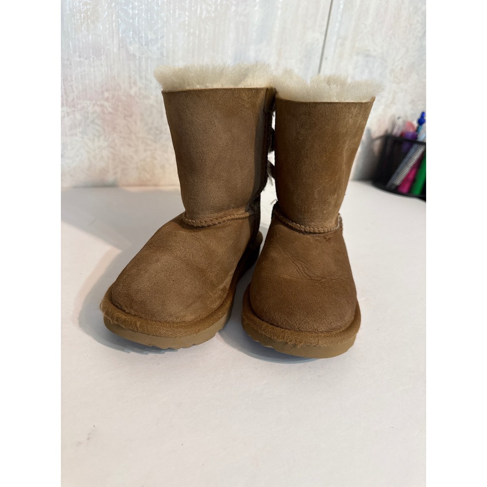 UGG Bailey Bow II Toddler Boots Chestnut Suede Shearling 1017394T Size 12